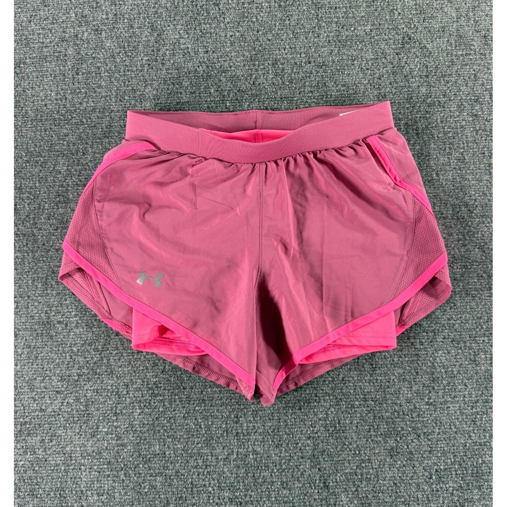 Under Armour HeatGear Fly Running Shorts Pink Womens XS Mesh Trim Athletic